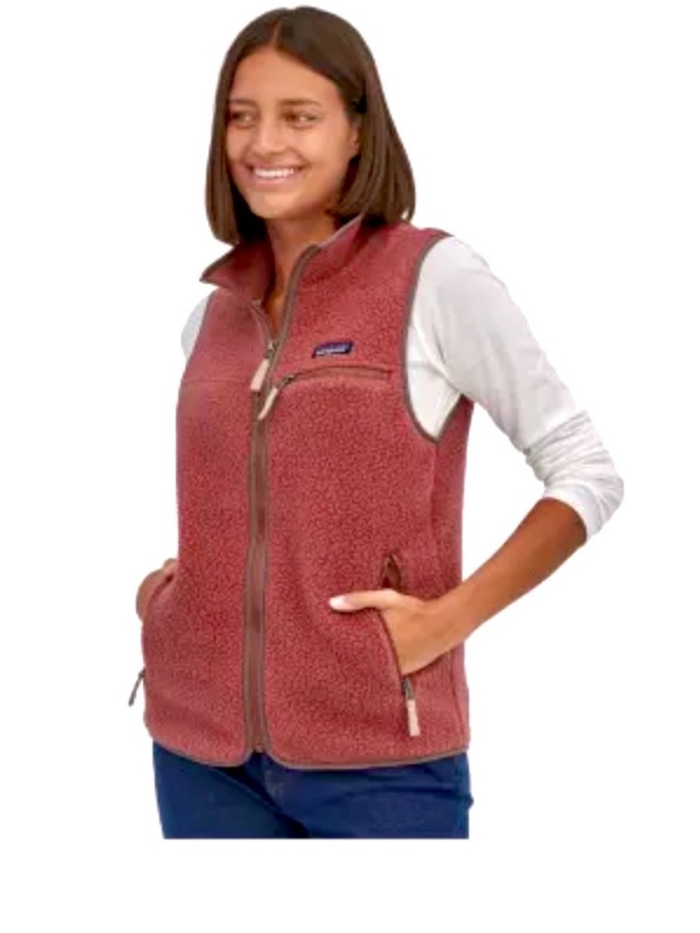 Patagonia Retro Pile Coral Pink Sherpa Fleece Vest Sz M